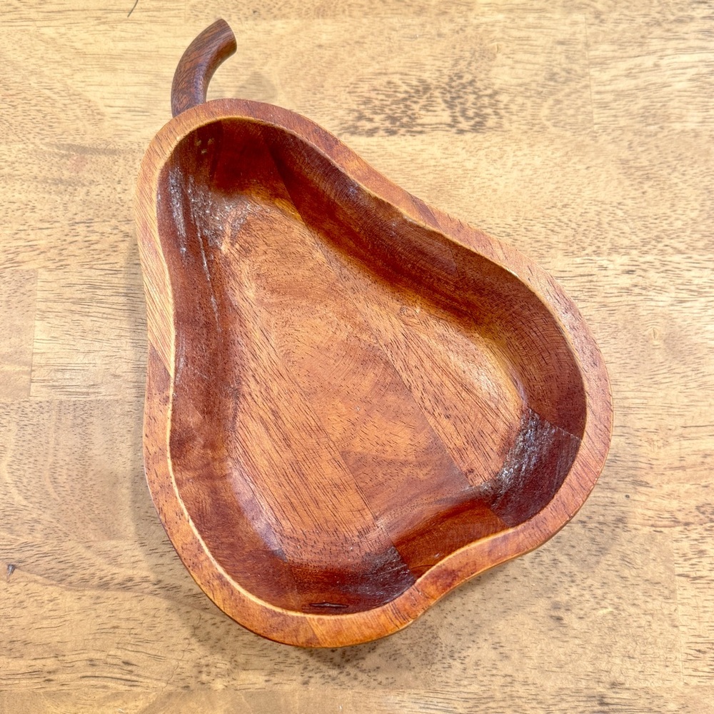 The Cellar Pear Shaped Wooden Bowl Bohemian Natural Trinket Serve-ware